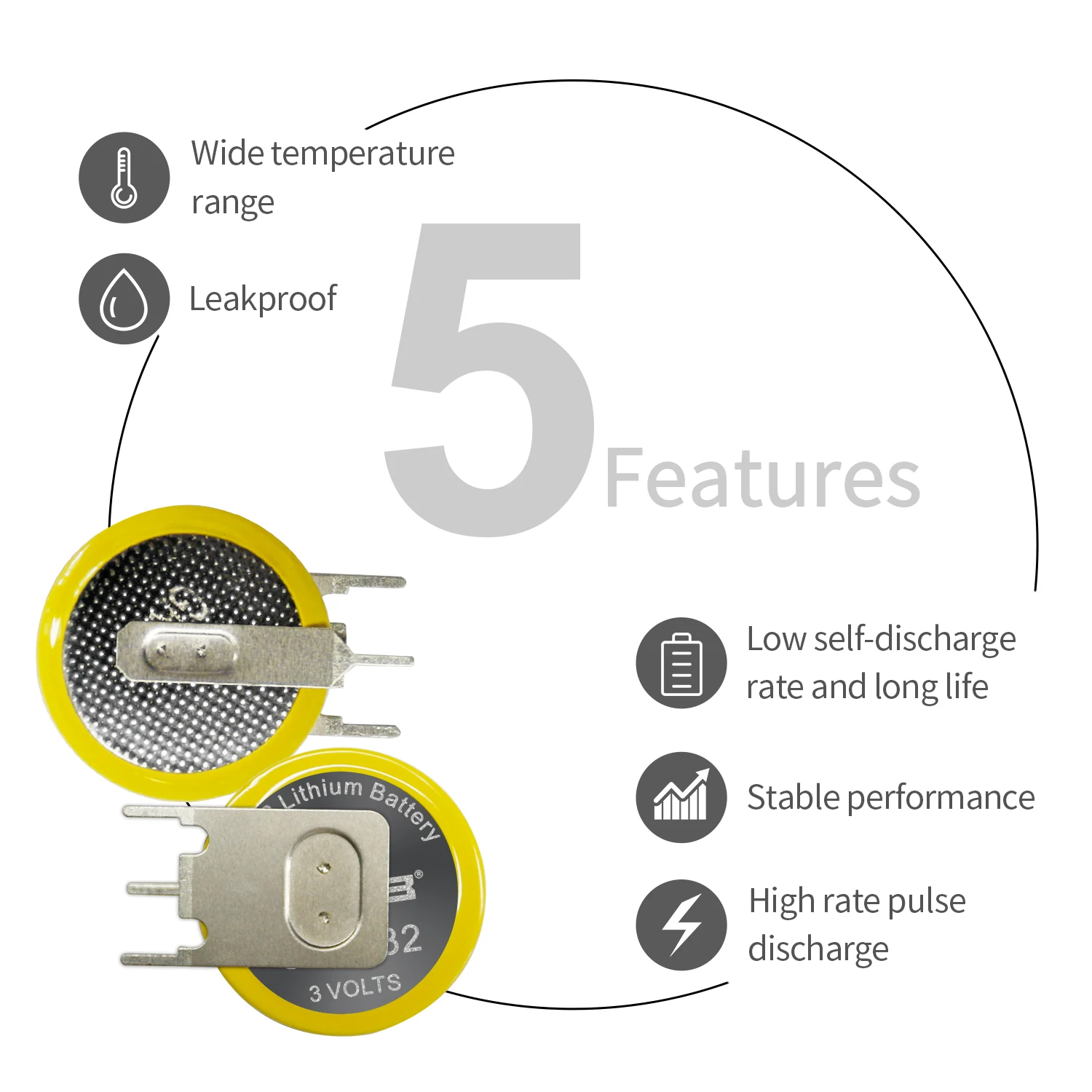 10 قطعة EEMB بطارية CCR2032-PEN3 مع علامات التبويب لحام غير قابلة للشحن
