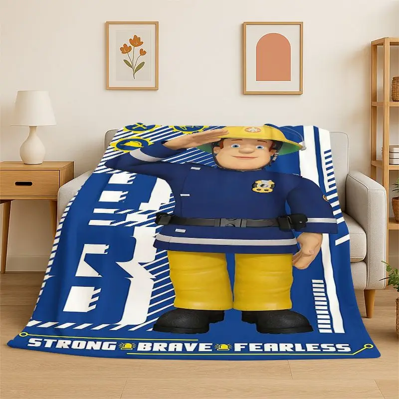 Cartoon Fireman Sam Soft Flannel Throw Blanket,Warm Cozy Blanket for Bed,Couch,Sofa,Bedroom,Living Room,Travel,Camping Picnic