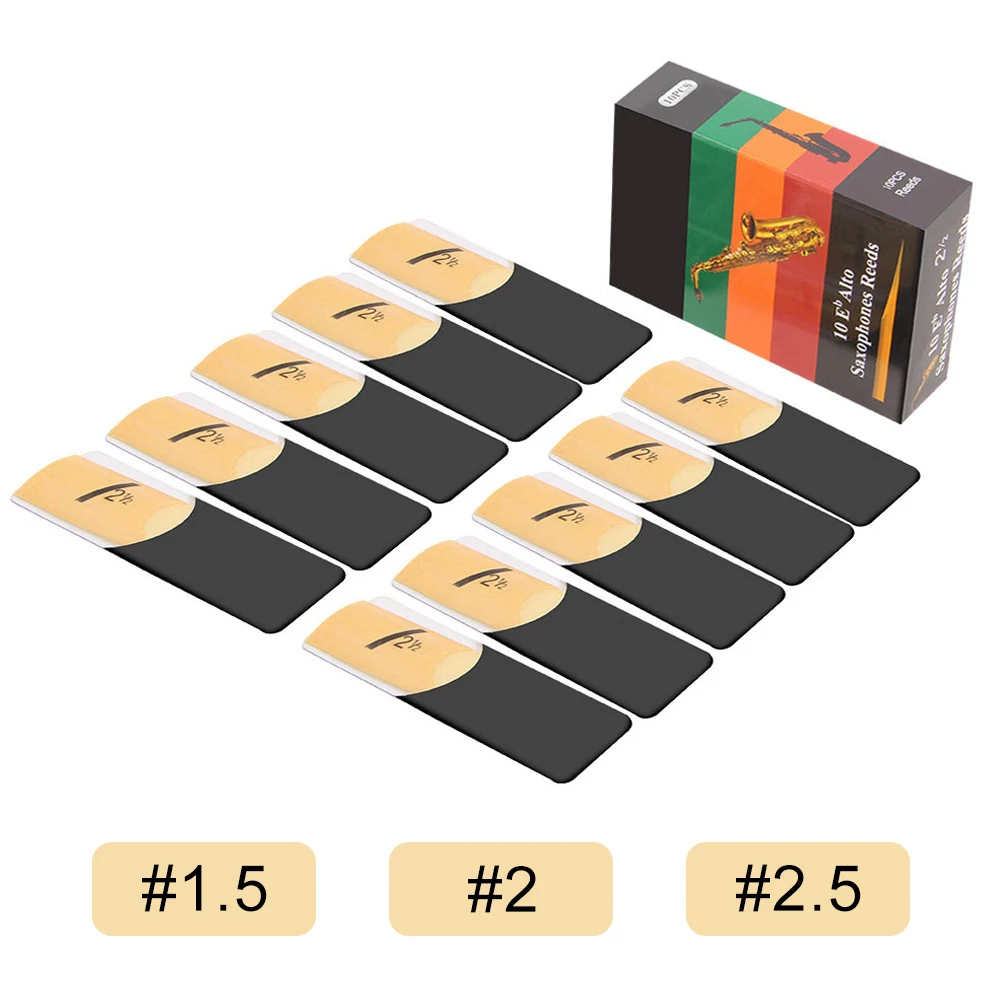 10Pcs/Pack Saxophone Whistle 1.5/2.0/2.5/3.0 Reed Clarinet Reed Eb Alto Sax Reeds Saxophone Reeds Thinner Reed Tip for Beginners