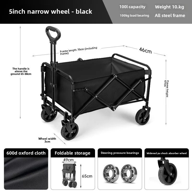 Carrello da stalla portatile personalizzabile per campeggio all'aperto Dispositivo con maniglia per auto pieghevole in acciaio inossidabile con costruzione della piattaforma