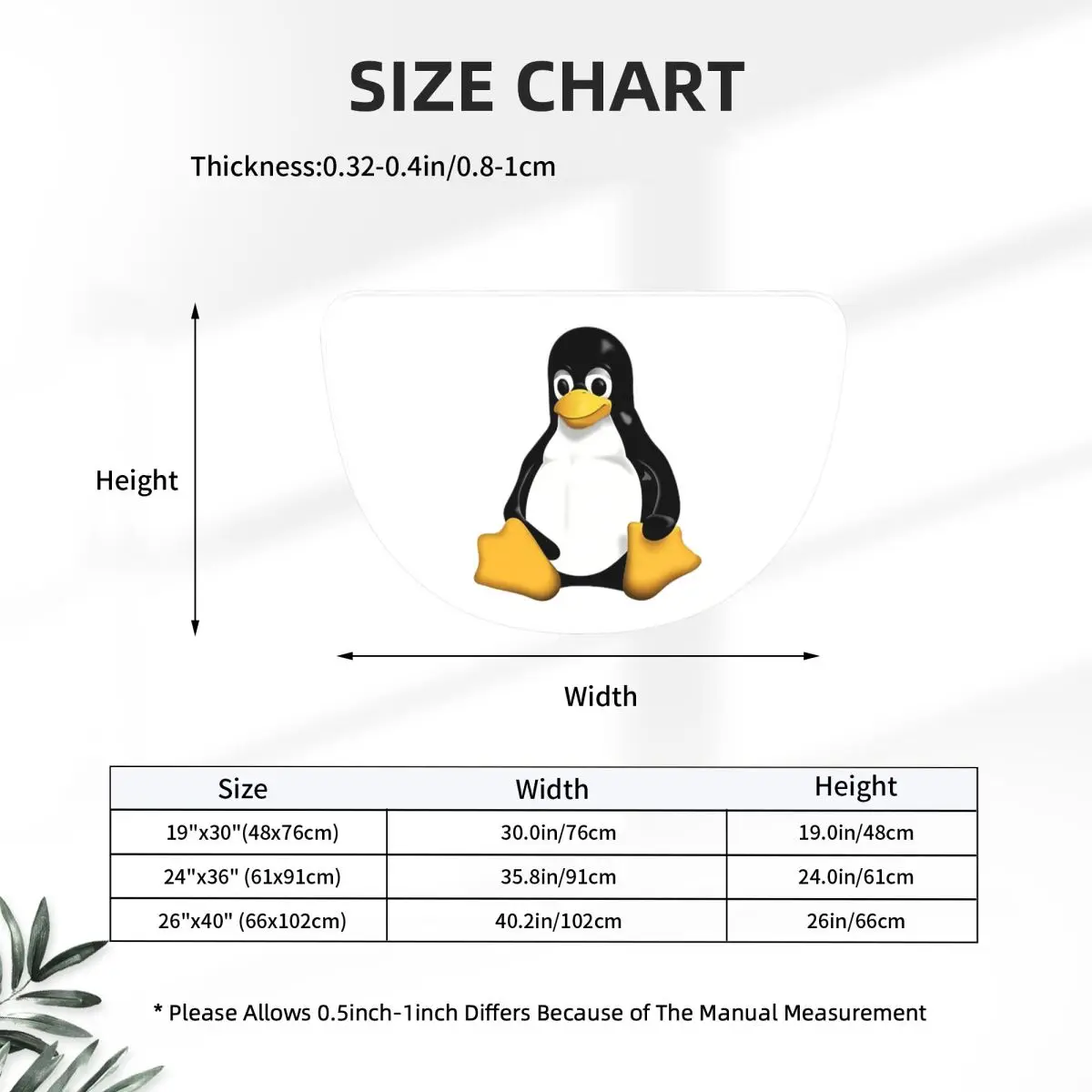 Tux Linux Mascot Soft Flannel Half Round Doormat Non Slip Bathroom Mat Absorbent Floor Carpet for Home Bedroom