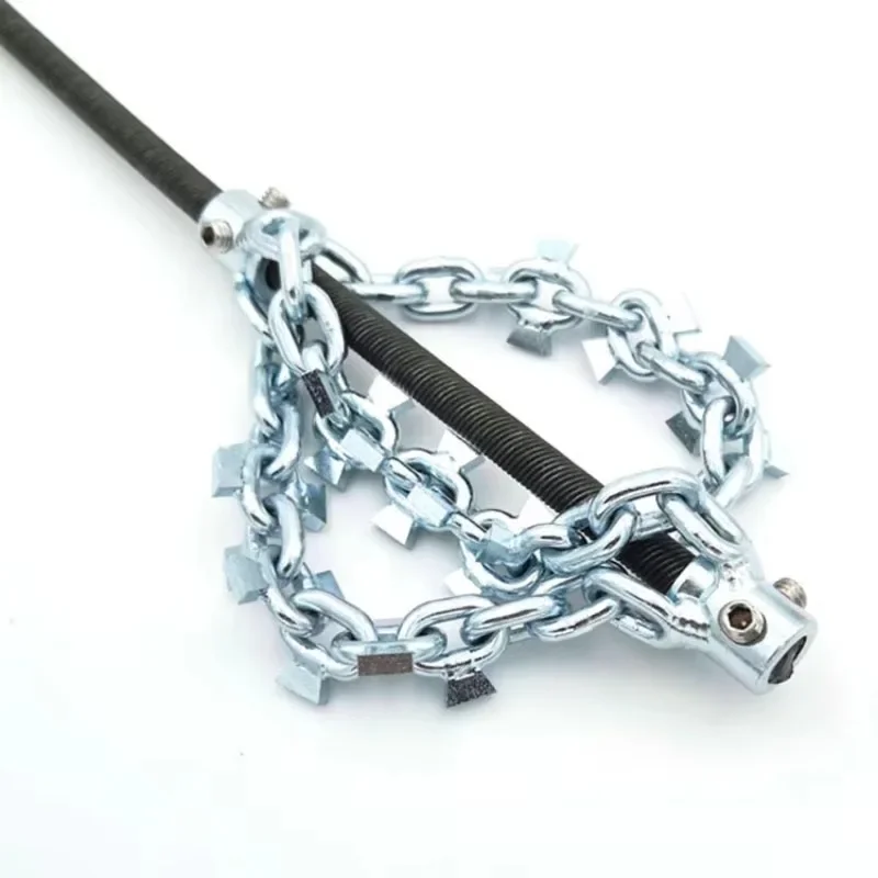 with carbide-tip drain cleaning cutter DN100mm pipe cleaning knocker 8mm flexible snake cable drain cleaning bendable