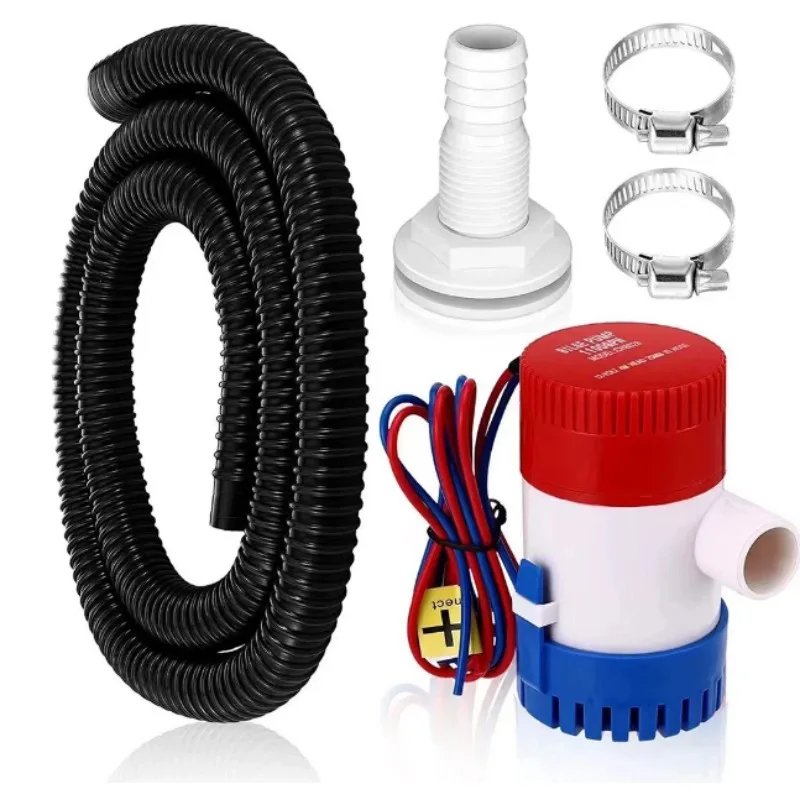 DC 12V/24v 750GPH 2200 Liters, Submersible Pump Yacht Speedboat Drainage, Yellow and Black Line Marine Water Pump