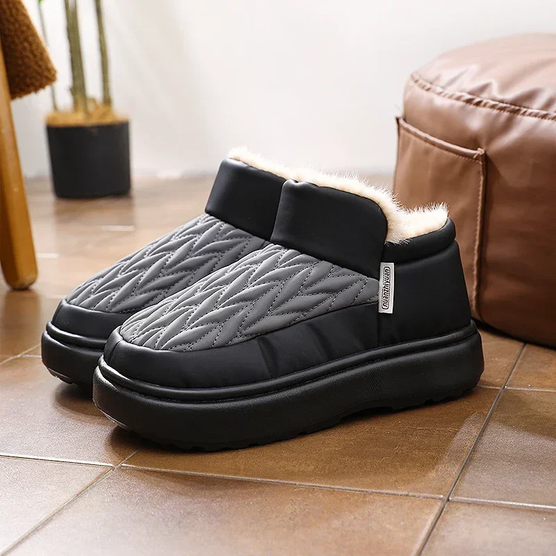 Men Winter Waterproof Outdoor Shoes Man House Indoor Non-slip Soft Warm Boots Comfort Home Bedroom Cotton Slipper Footwear