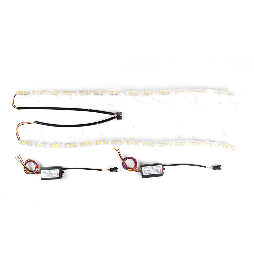 MIHAZ  2Pcs  LED  Daytime  Running  Light  3Colors  Flexible  Streamer  Turn  Signal  Strip  Start-scan  DRL  Car  Headlight 12V