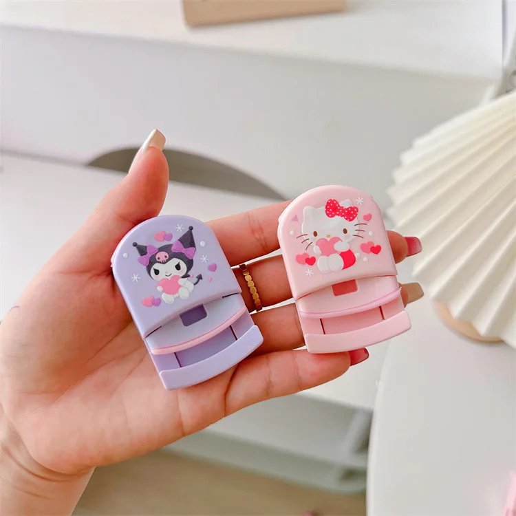 Hello Kitty Melody Kuromi Eyelash Clip Anime Cartoon Santio Portable Beauty Eyelash Curling Clip Female Makeup Eyelash Clip