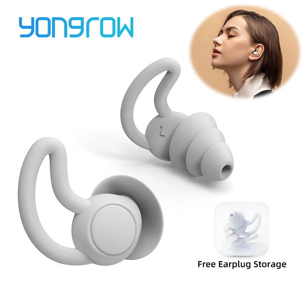 Yongrow Ear Plugs Sleep Silicone Gray Soundproof Tapones Oido Ruido Noise Reduction For  Earplug Soft Foam Sleeping Earplugs