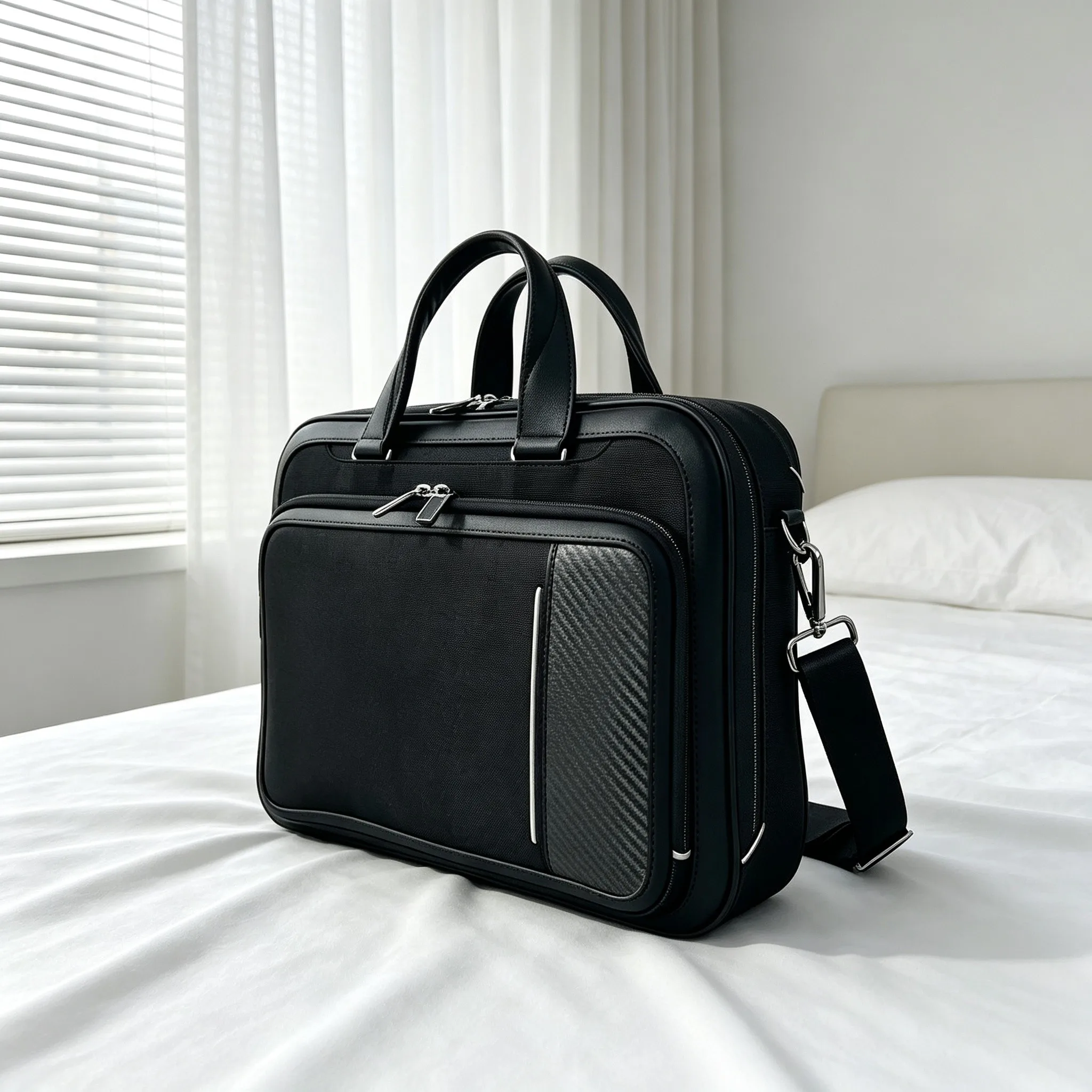 Men's Large Capacity Business Briefcase, Portable Handheld Laptop Bag for Office Business Travel
