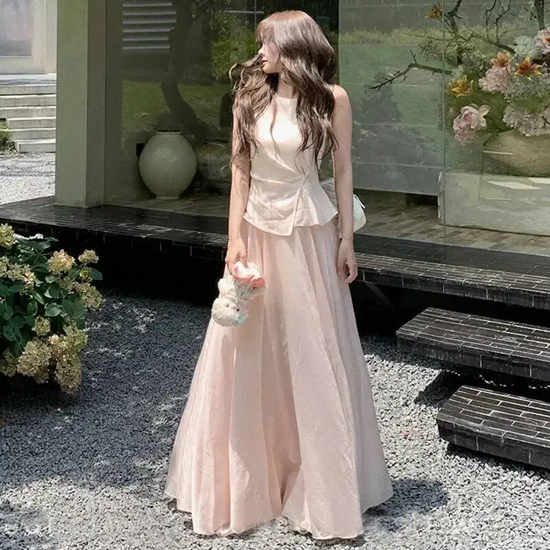 حار فتاة الرغبة النقية نمط تي شيرتات قصيرة الاكمام عالية الخصر تنورة صغيرة مجموعة المرأة الصيف جديد لطيف الوردي قطعتين دعوى #1