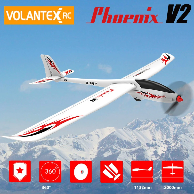 Volantex Hobby Radio Control Toys 2000mm Phoenix V2 5 Channel FPV RC Glider Airplane 759-2 PNP Without Battery Remote Control