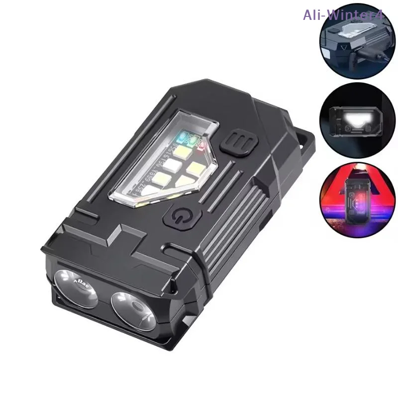 

Mini Keychain EDC Flashlight - Rechargeable Magnetic Torch Light With Pen Clip & Hat Clip, Super Bright Lamp For Outdoor/Fishing