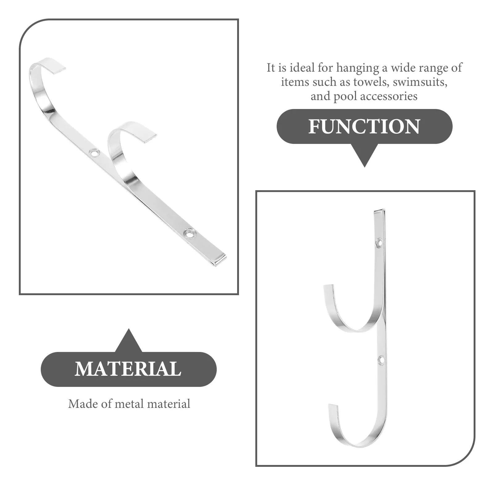 

4 шт. многофункциональные крючки для бассейна, прочные металлические настенные вешалки для хранения садовых инструментов для бассейна с износостойким дизайном