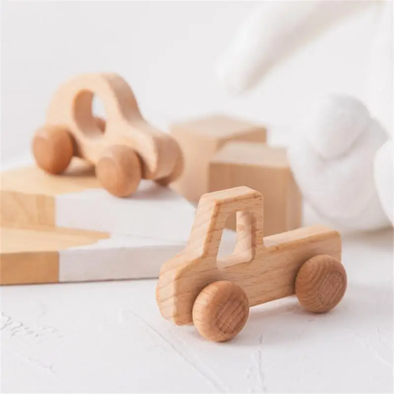 Coche de juguete de haya para bebé, juguete de registro de madera para bebé, coche de inercia de agarre, modelo de coche de empuje manual, juguetes molares para bebé, bloques de madera, coche de juguete