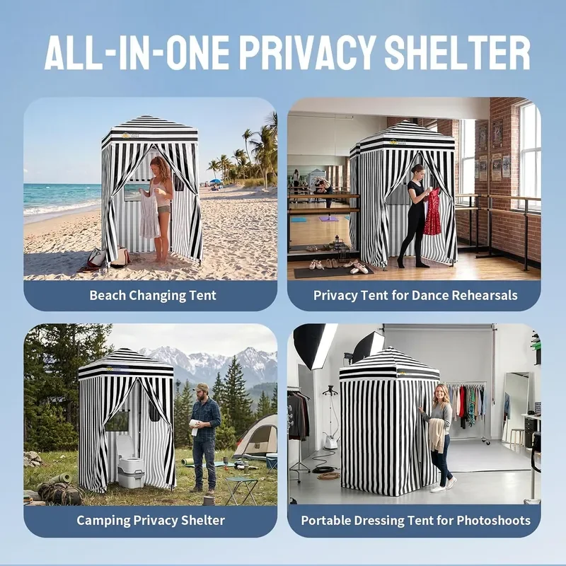 4x4 Pop Up Changing Tent Portable Changing Room Black White