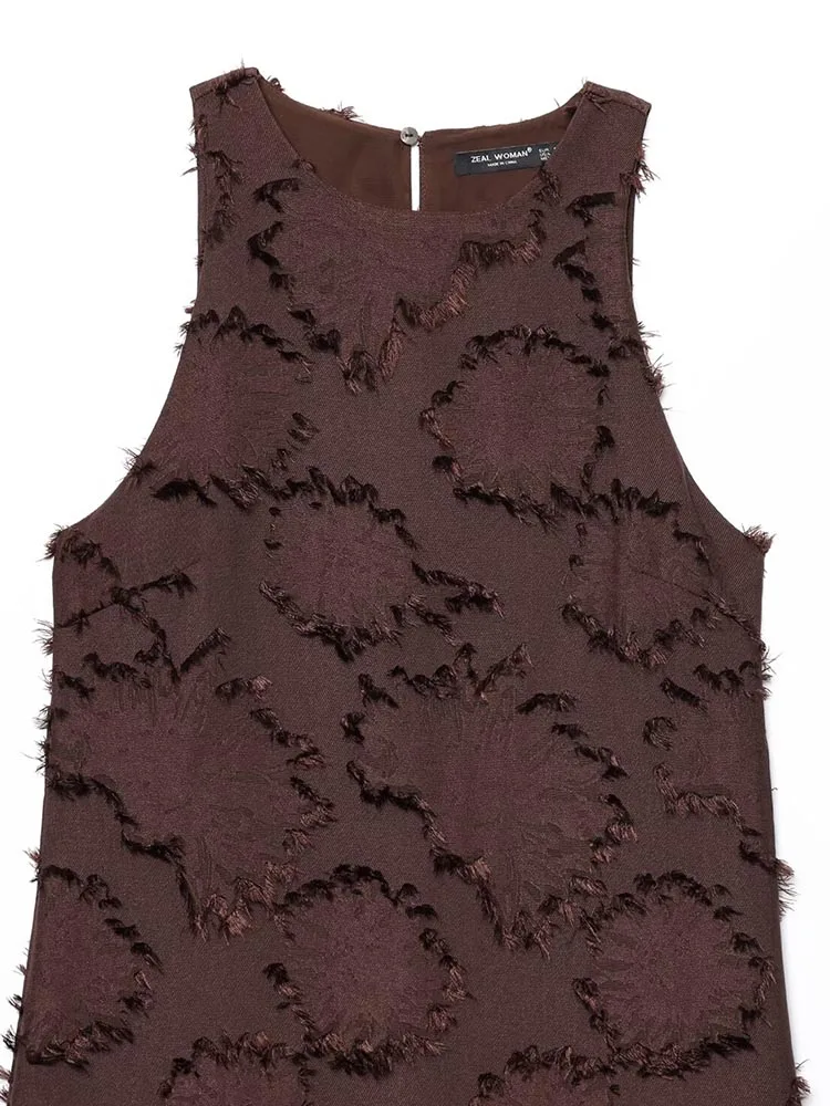 BWQ 2025 ฤดูร้อนผู้หญิงชุดมินิแฟชั่นแขนกุด O-คอด้านข้างซิปหญิง Elegant Street Tank Dresses เสื้อผ้า