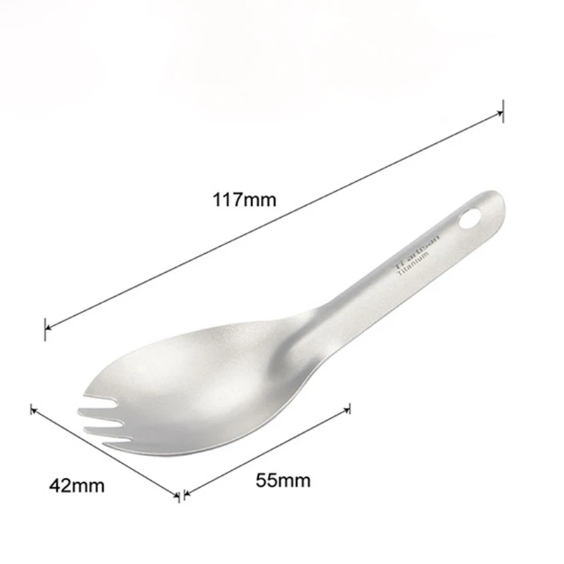 Tiartisan Camping Tableware Titanium Spoon Short Handle Scoop Lightweight Outdoor Picnic Dinnerware Spoon Fork