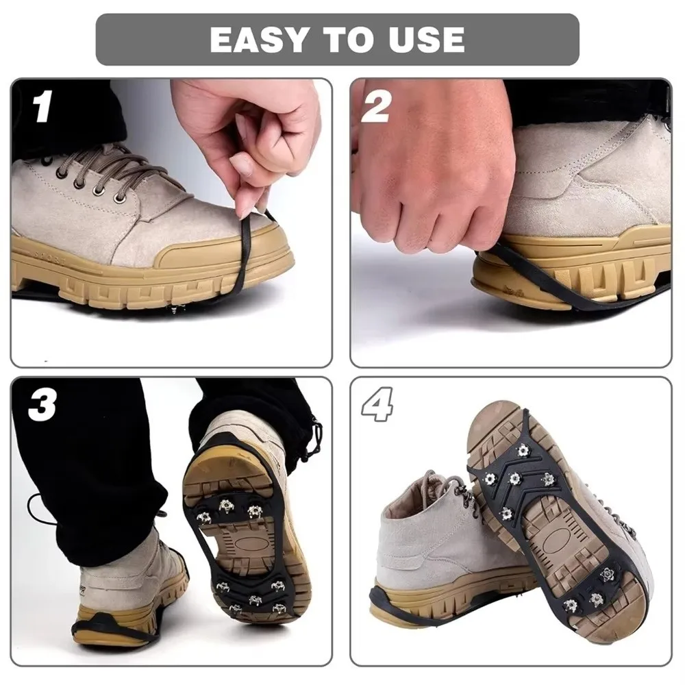 1 Pair New 5/8 Teeth Ice Gripper Spike Universal Anti-Slip Shoes Crampons Spike Climbing Crampon Winter Outdoor