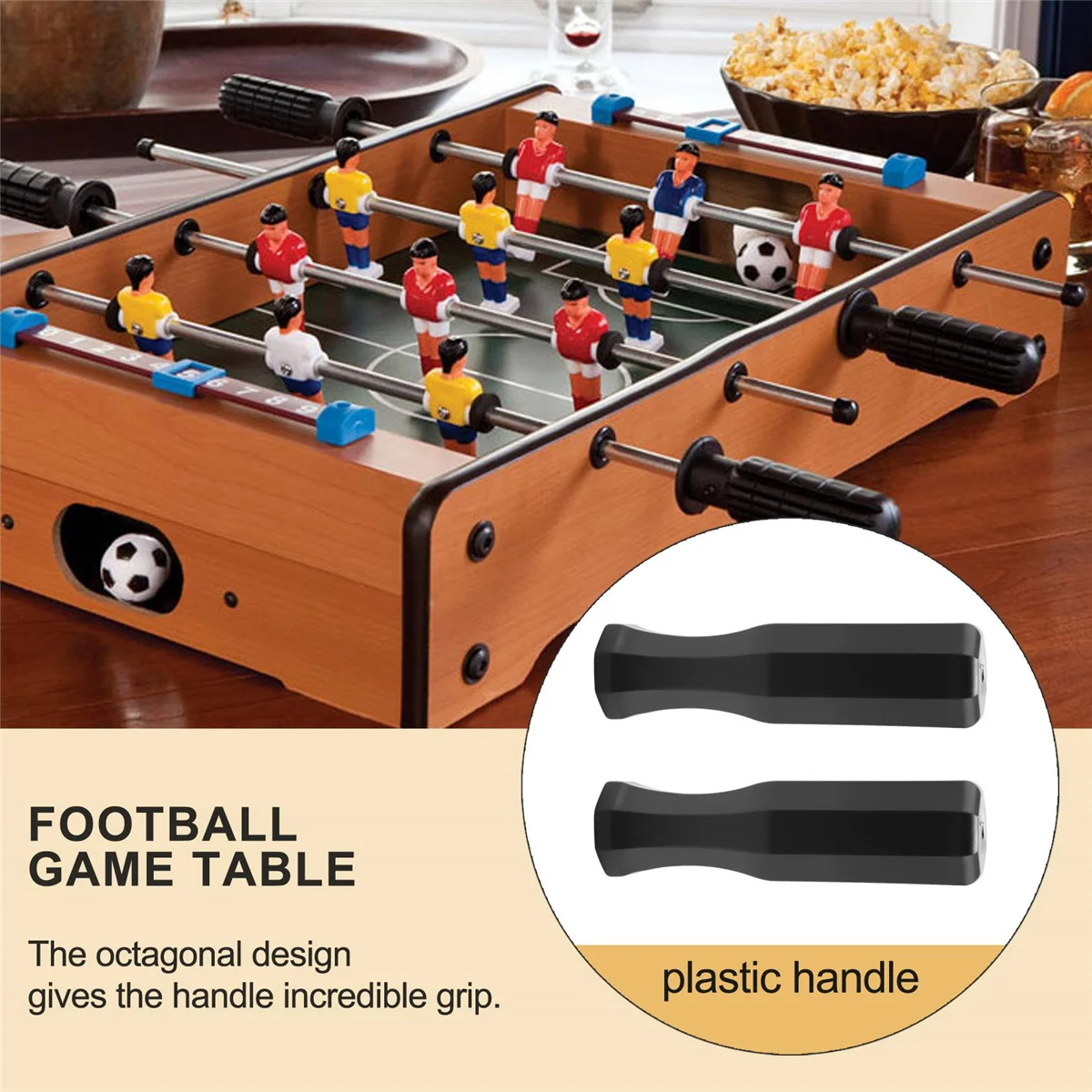 Accesorios para máquinas de fútbol de mesa, empuñaduras de futbolín, manijas de plástico octogonales para pies de mesa estándar (paquete de 8)