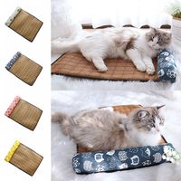 Foldable Ice Silk Dogs Mat Pad Rattan Woven Keep Cooling Dog Crate Sleep Bed Anti-slip Pet Supplies Dog Sleeping Mat Home