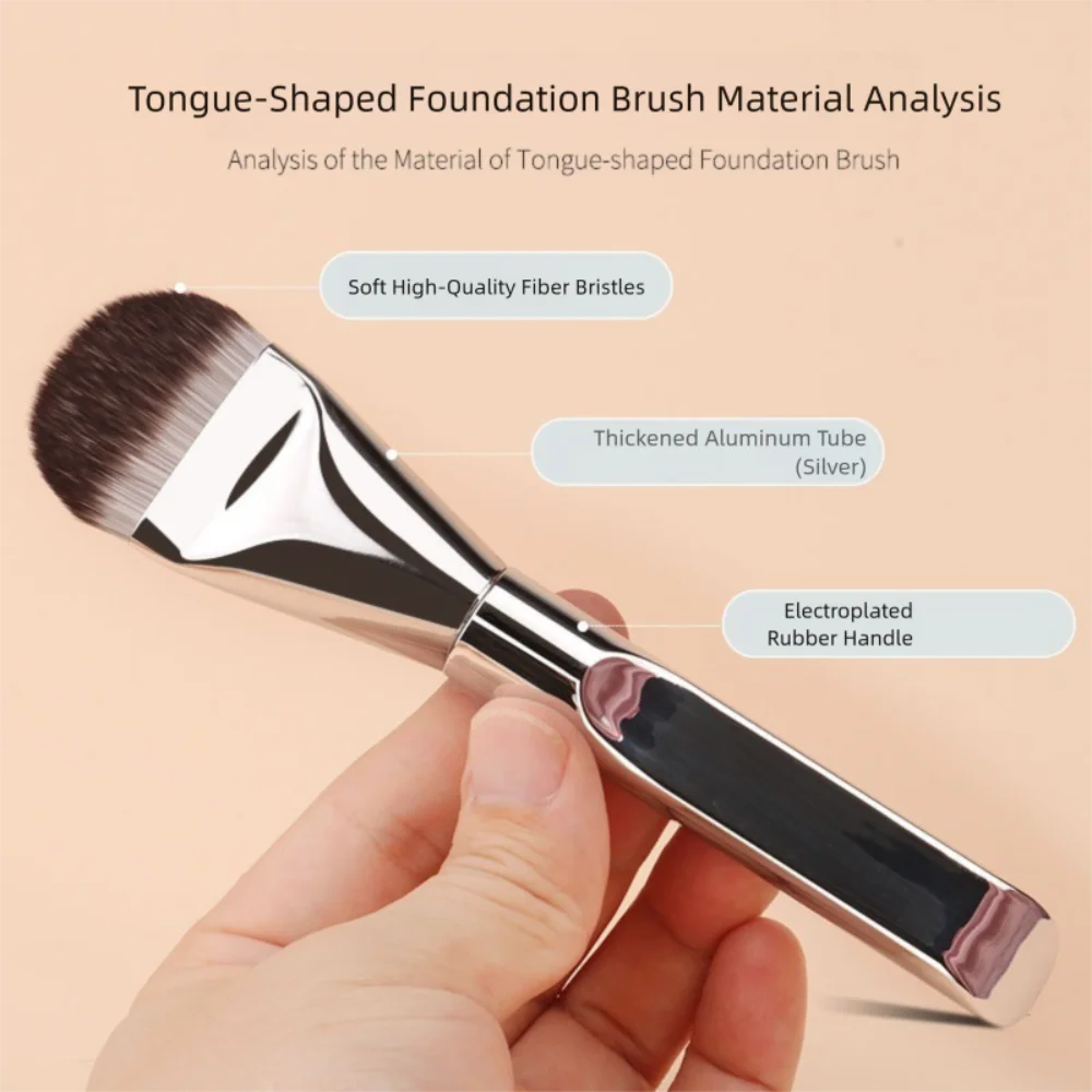 Brocha para base ultrafina, lengua ancha, sin polvo, corrector, sin marcas, máscara de cabeza plana, herramientas de belleza para mujer