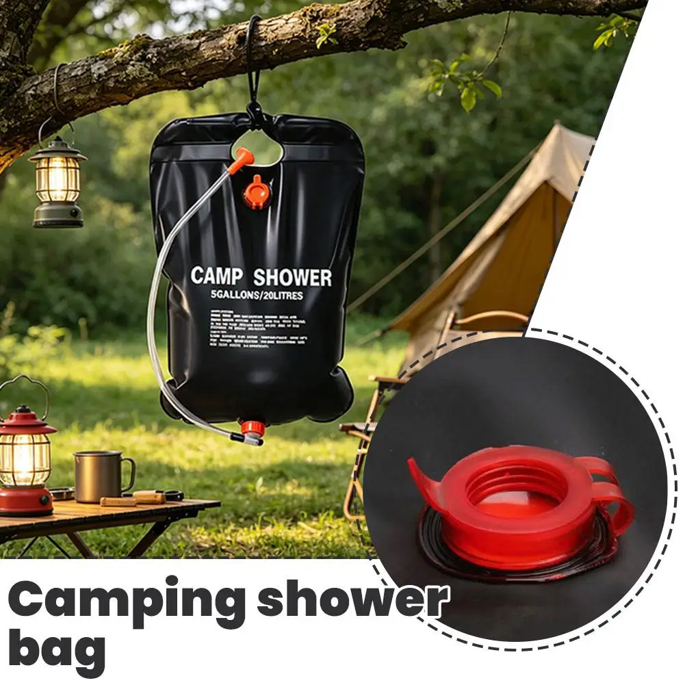 Solar Powered Camping Shower Bag 20L Portable Outdoor Bathing Water Pouch Foldable Heated Showerhead Pack for Beach Swimming
