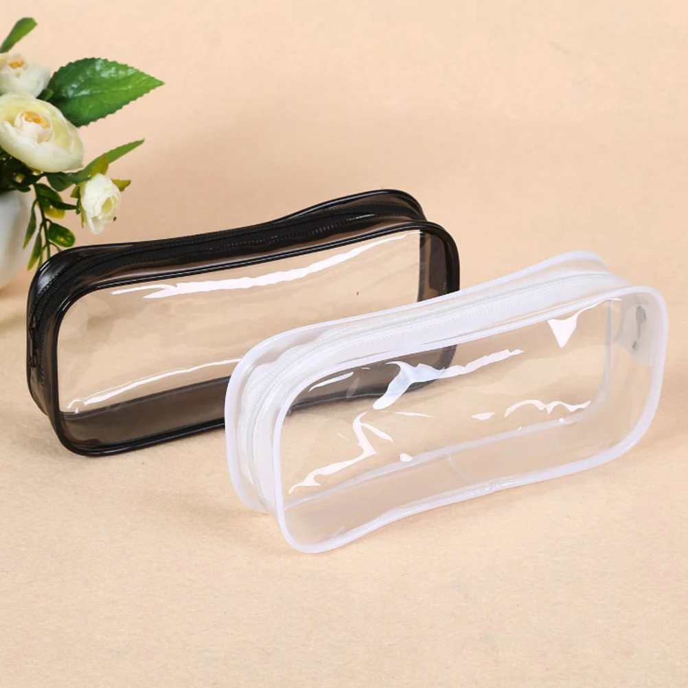 

2 Pcs Pencil Bag Pvc Zipper Toddler Case Boys Pouch Customized for Holder White