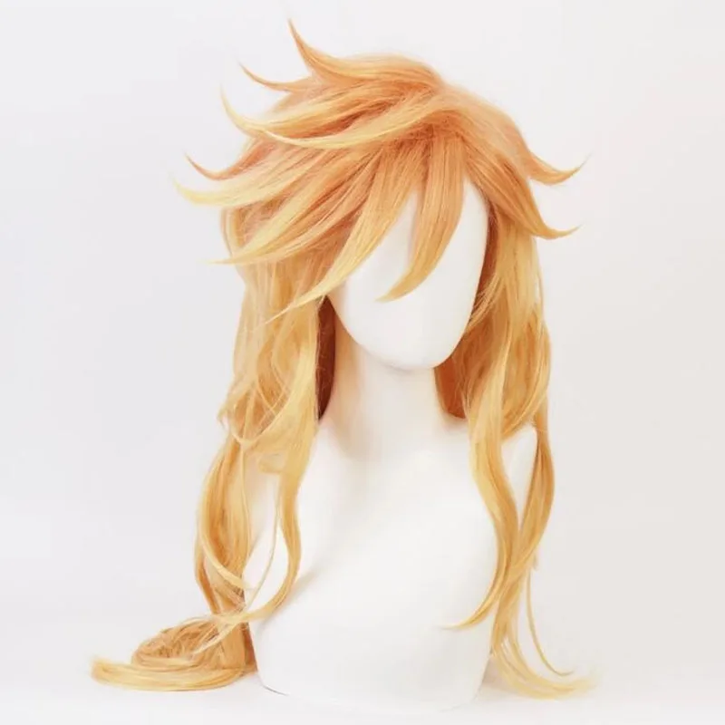 Brand ation Douma Cosplay Wig Demon Killer Kimetsu No Yaiba  Halloween Party Golden Layered Gradient High-temperature Hair Wigs