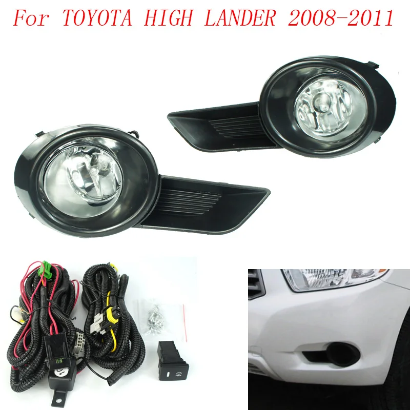 

Противотуманные фары для TOYOTA HIGH LANDER 2008-2011, противотуманные фары с прозрачными линзами, бампер, противотуманные фары, фары дальнего света YC 100602 -CL