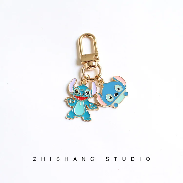 Disney stitch Keychain Winnie the Pooh Tigger Angel Action Anime Figure Cute Cartoon Backpack Keyring Pendant ornaments Gifts