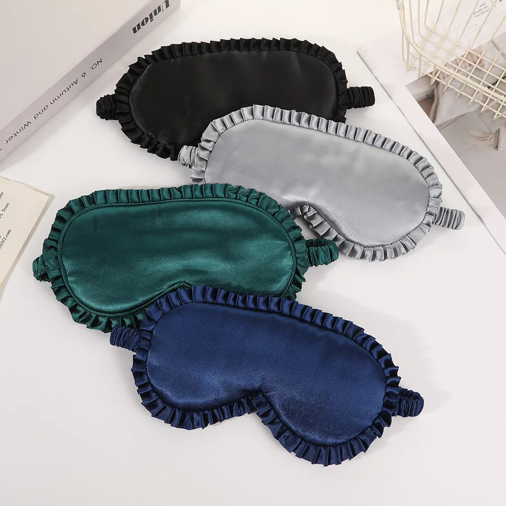 قناع عين حريري ممتاز مع شريط مطاطي للنوم والسفر |   مظلة عيون مزخرفة بالدانتيل، مقاومة للضوء، قابلة للتنفس ومضادة للشخير