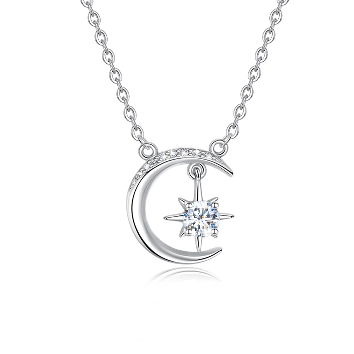 

Szjinao 585 14K 10K 18K Moon Star Moissanite Diamond Necklace For Girls Pendants Luxury Jewelry For Women Best Friends Gift 2022