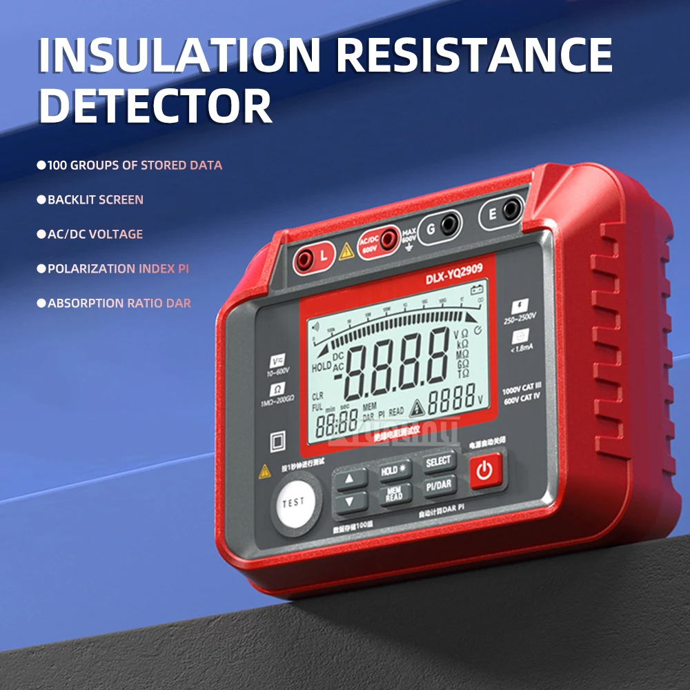

Precision Digital Insulation Tester, Auto-Ranging Megohmmeter with LCD Display for Electrical Safety Checks