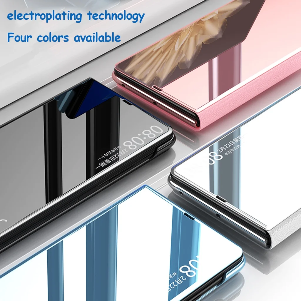 Case For Honor Magic V2 Electroplating mirror magnetic suction leather flap free answering intelligent sleep protection cover