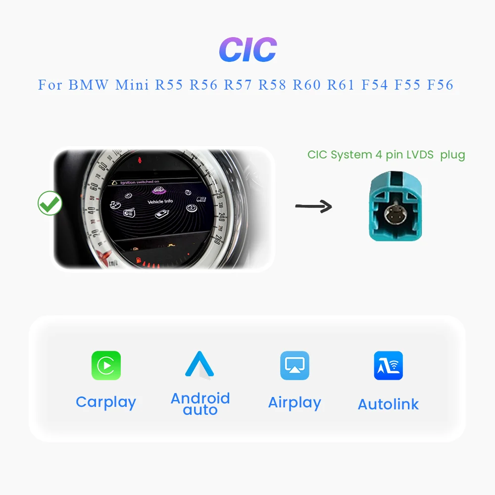 BONROAD Draadloze Carplay Interface Android Auto Module voor BMW MINI NBT CIC R55 R56 R57 R58 R59 R60 R61 F54 F55 Mirror Link GPS