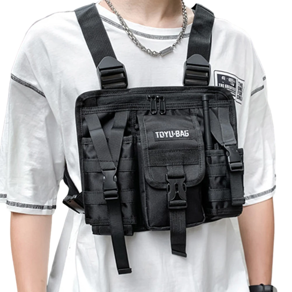 for Molle Shoulder Bag Oxford Cloth Casual Vest Bags Adjustable Multiple Pockets Lightweight for Outdoor Camping Supplies