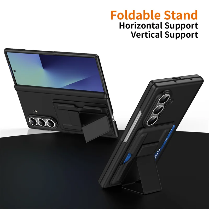 

Роскошный интегрированный чехол для телефона со скрытой карточкой для Samsung Galaxy Z Fold 6 5 7, защитный чехол для телефона с кронштейном и вставкой для карт