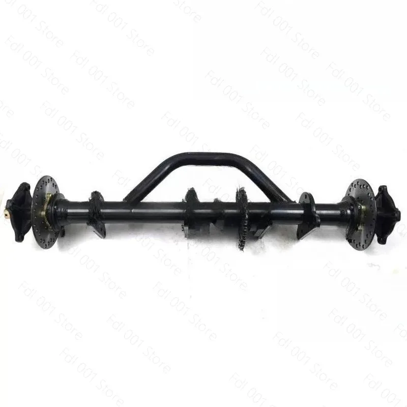 Heavy-Duty Chain Drive Rear Axle Assembly for 4WD ATV & Go-Kart Conversion, Dual Disc Brake & Differential (81cm/100cm)