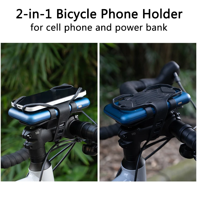 Bike Phone Holder 2-in-1 Bicycle Phone and Power Bank Holder Nonslip Stand Bracket for MTB Road Bike Motorcycle Accessories