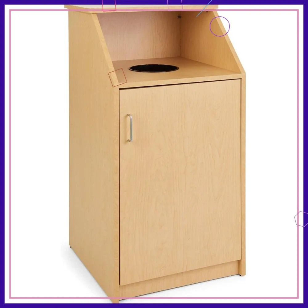 

Мусорный контейнер с меламиновым покрытием, откидной дверцей, из МДФ - цвет клен, для офиса или дома