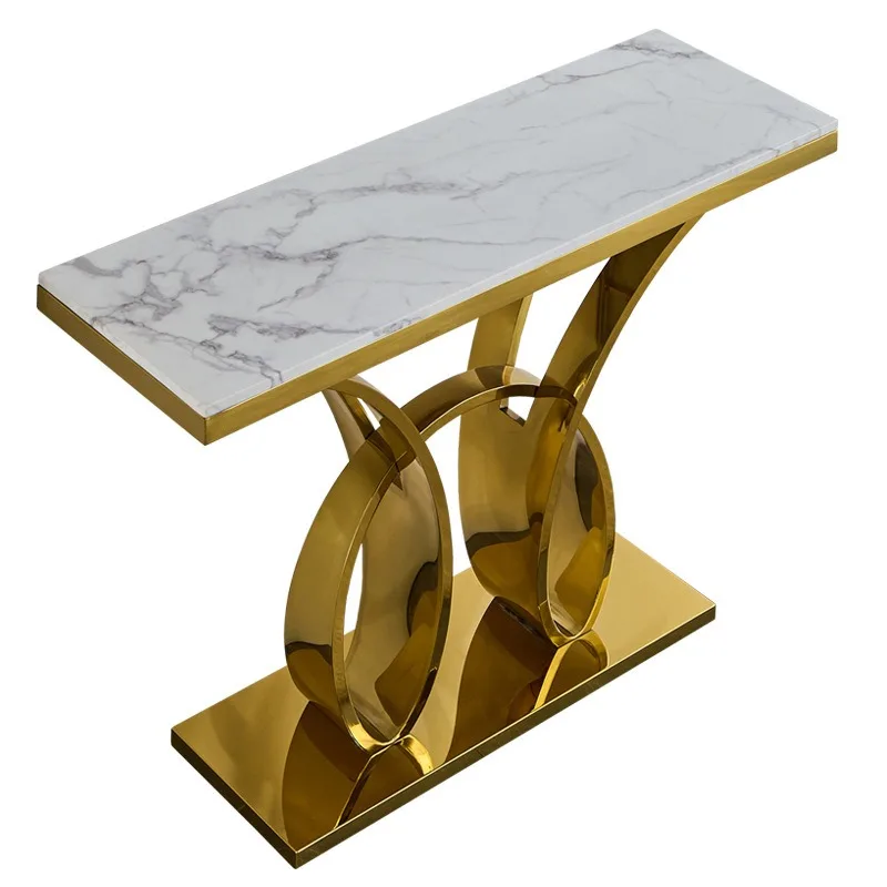 

Entrance entrance table Light luxury style entrance cabinet against the wall, rock slab case, corridor storage table Stainless s