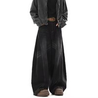Spring American high street men and women trendy hip-hop straight leg washed jeans for couples loose retro casual pants