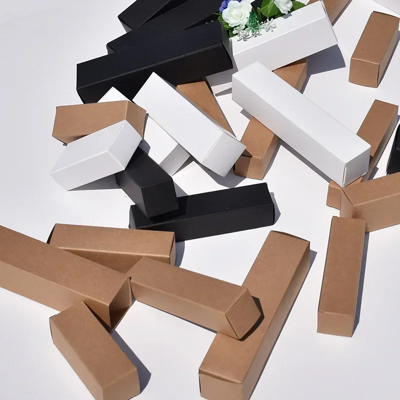 

100pcs White Black Kraft Paper Tube Cardboard Boxes Essential oil bottle packaging box Blank Cosmetic Storage Box
