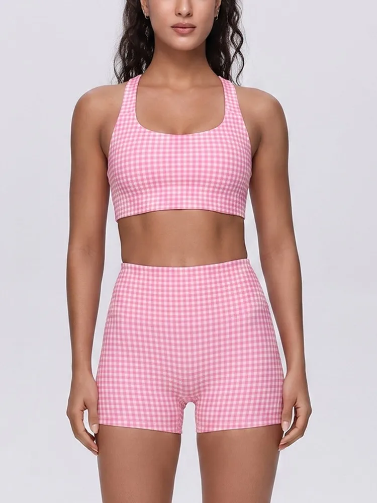2 Piece Sets Women Quick-Dry Sports Set U-Neck Sleeveless Top Shorts Running Fitness Workout Athletic Wear Tracksuit Sportswear