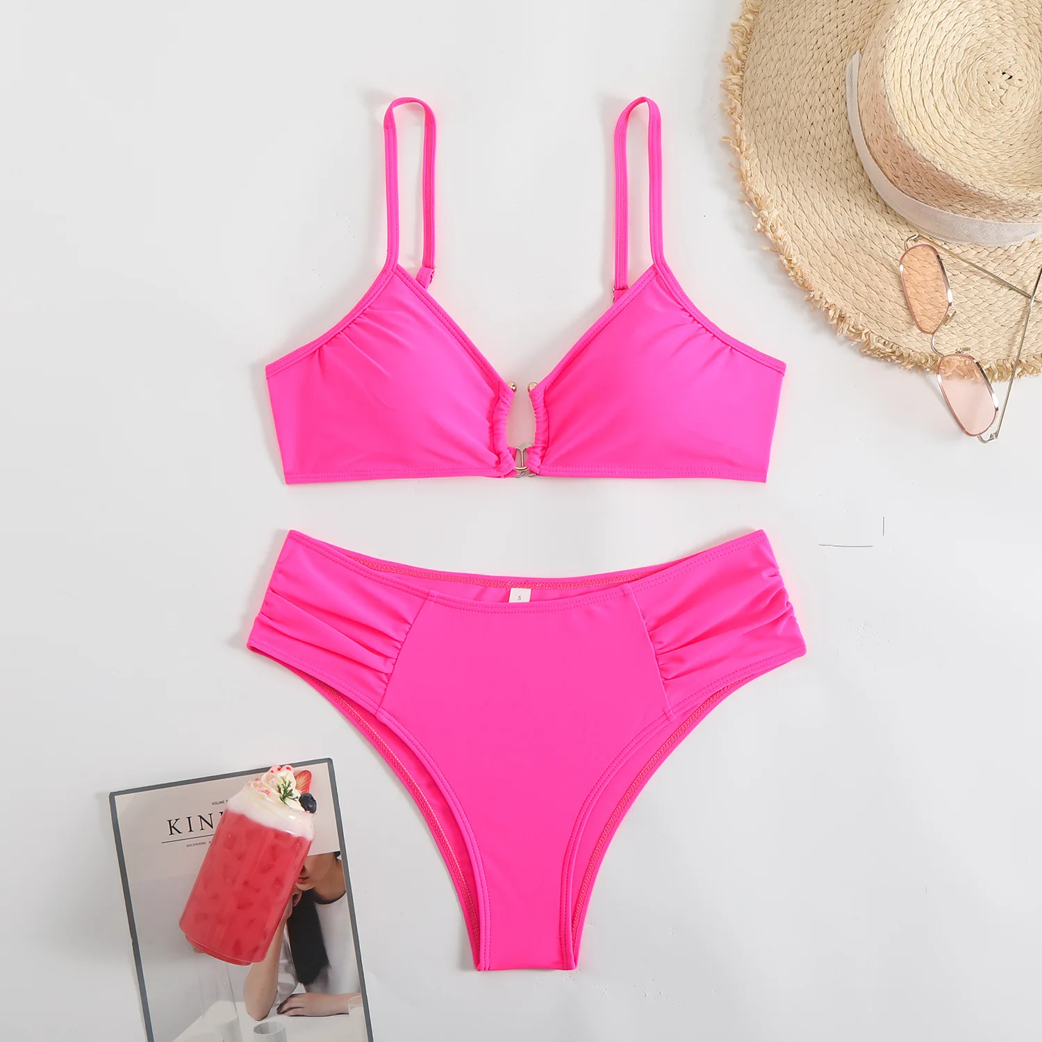2025 Summer New Foreign Trade Cross-border Split Bikini Two-piece Set of Female Sexy Pure Swimsuit