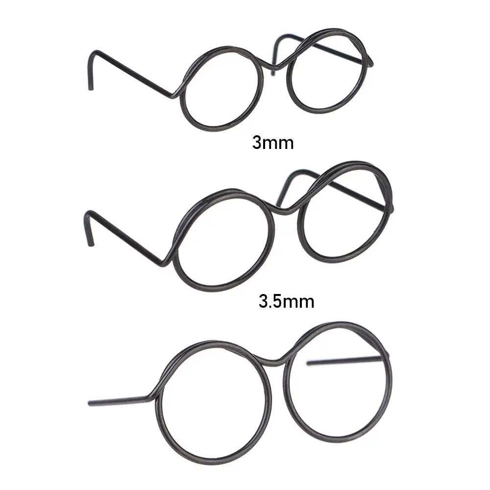 5Pcs Mini Round Black Frame Doll Glasses Retro Lensless Doll Glasses for Doll Fashion Cute Doll Accessories