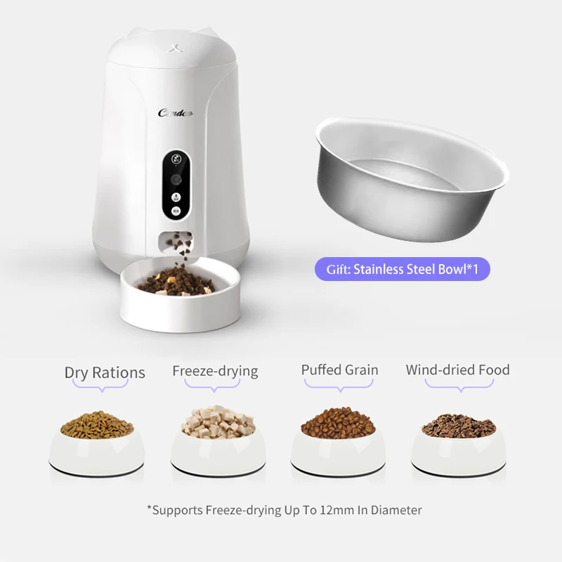 4L Pet Smart APP Control Dog Timed Food Dispenser Cat Automatic Feeder with Camera Stainless Steel Bowls Large Capacity