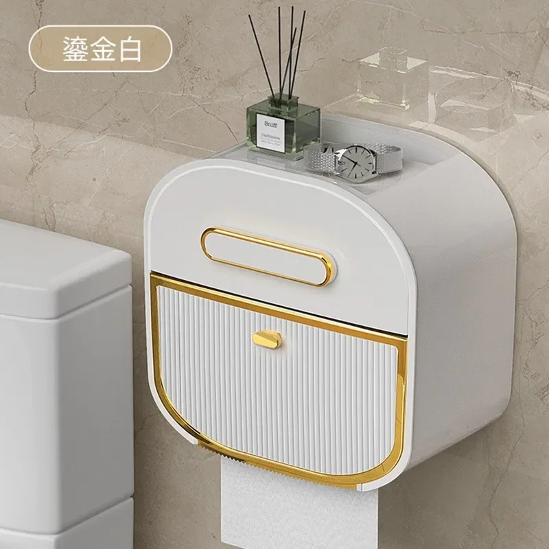 push Paper roll holder Toilet tissue box wall mounted  roll paper box toilet storage rack  large waterproof toilet paper box