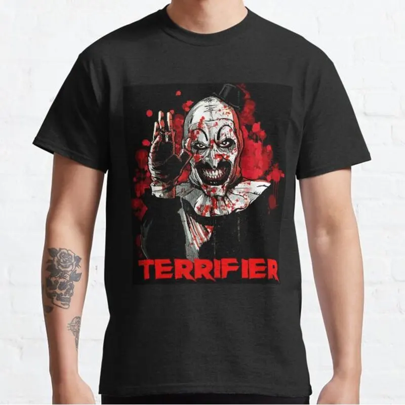 Retro Horror Movie Terrifier Art The Clown Killer Scary Halloween Gift T Shirt Short Sleeve Graphic clothes All size tops S-6XL