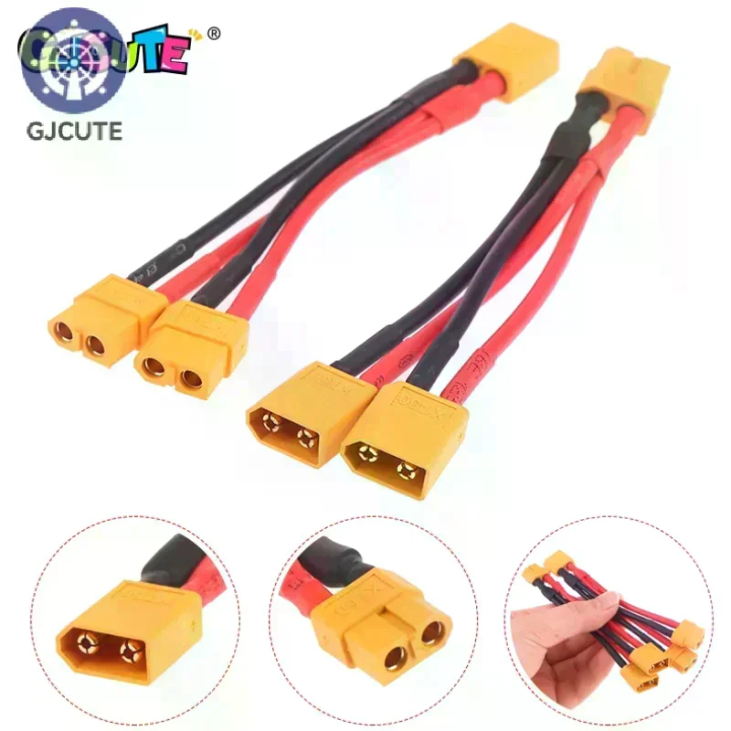 Male Female Cable Dual Extension Y Splitter 3-Way 14AWG Silicone Wire XT60 Parallel Battery Connector For RC Motor