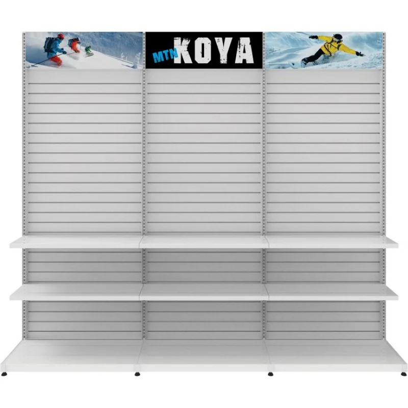 custom.Keway Custom Supermarket Gondola Double Side Slatwall Display Stand MDF Panel Shelf Retail Shop Display Shelves